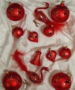 Sada 12 ks - zimní elegance zrcátko červená