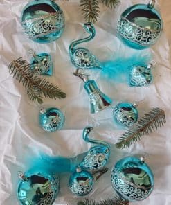 Sada 12 ks - zimní elegance krajka tyrkysová