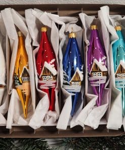 Sada 6 rampouchů - domky lesk