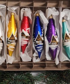 Sada 6 rampouchů - domky mat