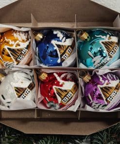 Sada 6 koulí Ø 7 cm - domek lesk