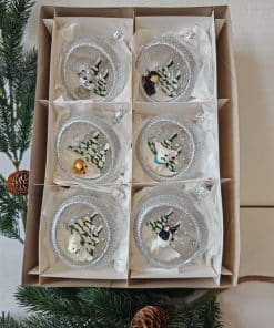 Sada 6 retro koulí s figurkou průměr 8 cm čiré