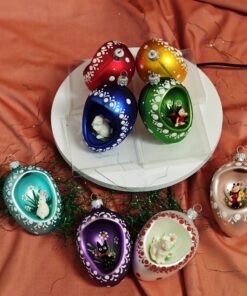 Velikonoční vajíčko 7,5 cm s profukem a figurkou